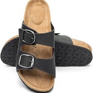 FITORY Womens Flat Sandals with Cork Footbed